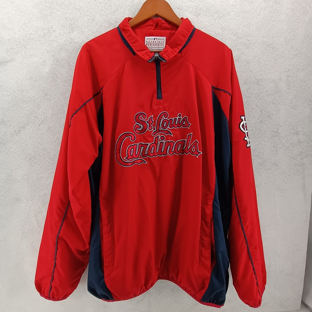 G-III Mens St Louis Cardinals Quarter Zip Windbreaker Jacket Red Poly Sz XXL